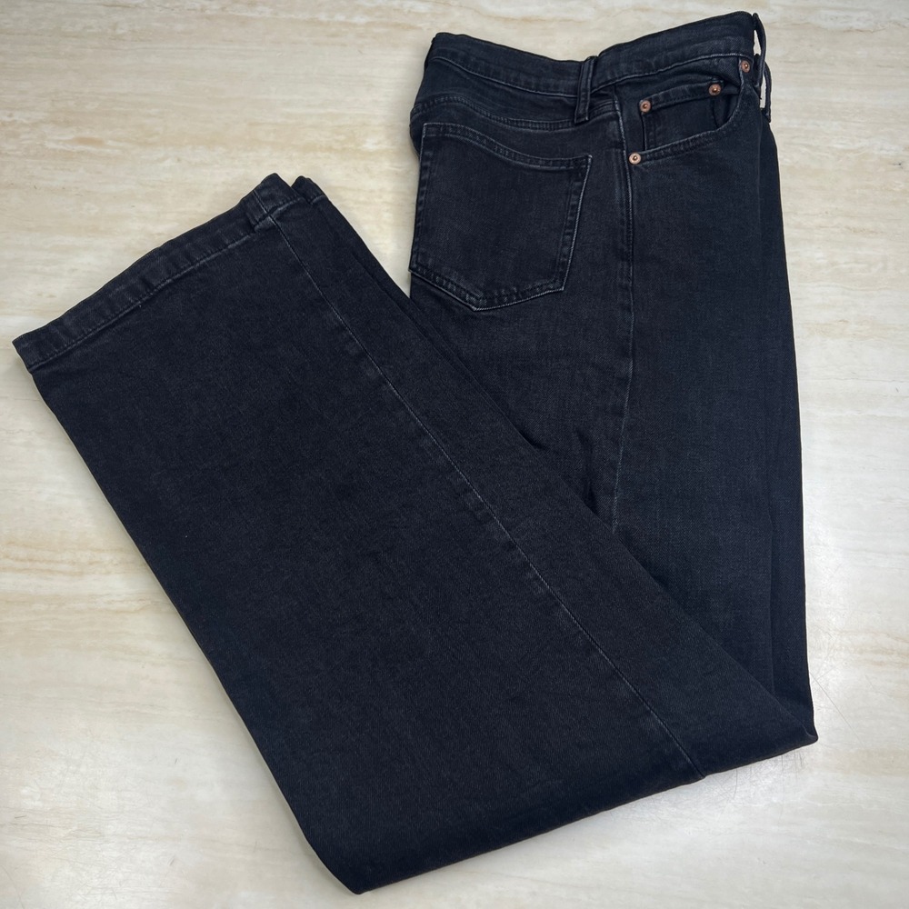 Gap High Stride Wide Leg Jeans Washed Black High Rise Denim 27 4 Tall A36 - Picture 5 of 13